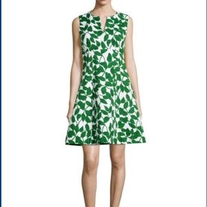 Kate Spade Leaf Pique Leaf Quilted Dress Size 10 Green Floral